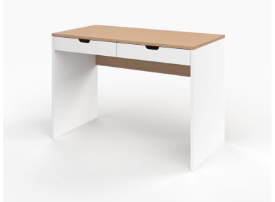 Bureau avec 2 tiroirs Blanc et Chêne