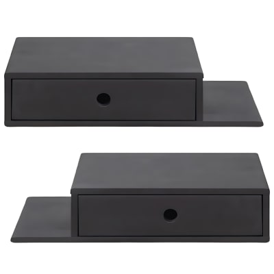 Lot de 2 tables de chevet avec étagère sur le côté en bouleau noir