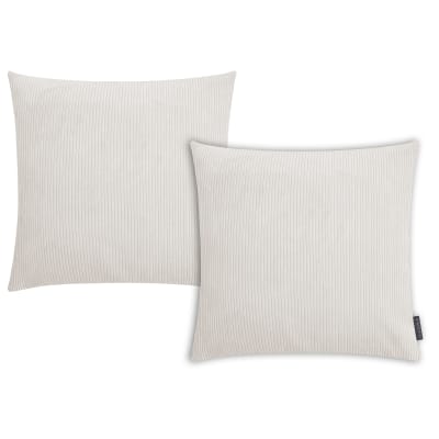 Housses de coussin velours cotelé ivoire- lot de 2-50x50