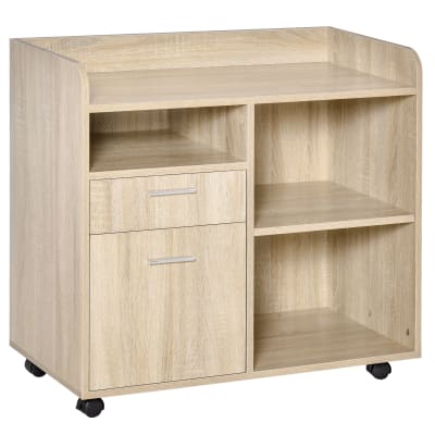 Support d'imprimante caisson bureau 3 niches 2 tiroirs grand plateau