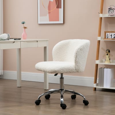 Chaise de bureau design piètement acier chromé effet laine bouclée