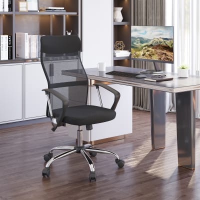 Fauteuil de bureau manager tissu maille noir