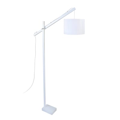 Lampadaire liseuse bois blanc abat-jour blanc