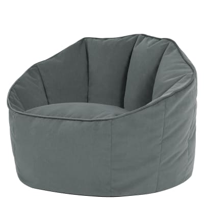 Pouf fauteuil coquillage velours gris anthracite