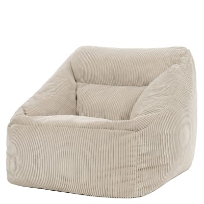 Pouf poire fauteuil velours côtelé beige galet