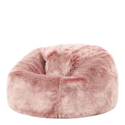 Pouf enfant fausse fourrure rose poudré
