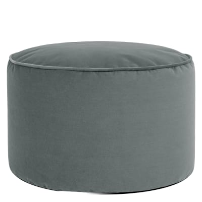 Pouf repose-pieds rond velours gris anthracite