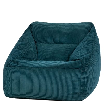 Pouf poire fauteuil velours côtelé bleu canard