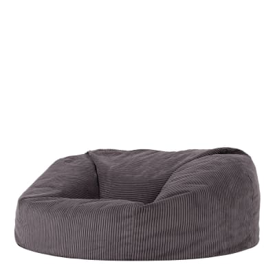 Pouf géant canapé velours côtelé gris anthracite