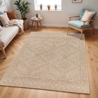 Tapis d'extérieur/intérieur aspect jute beige/ivoire 200x275