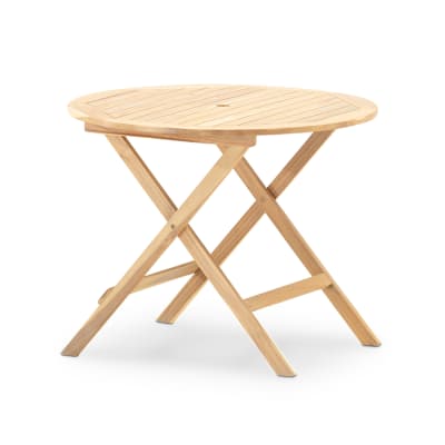 Table à manger de jardin ronde pliante 90cm en bois