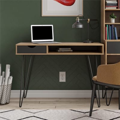 Bureau avec 1 tiroir en effet bois marron