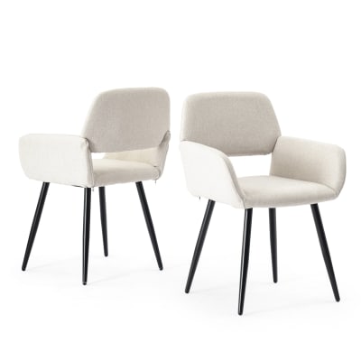 Lot de 2 chaises scandinaves tissu beige pieds noirs