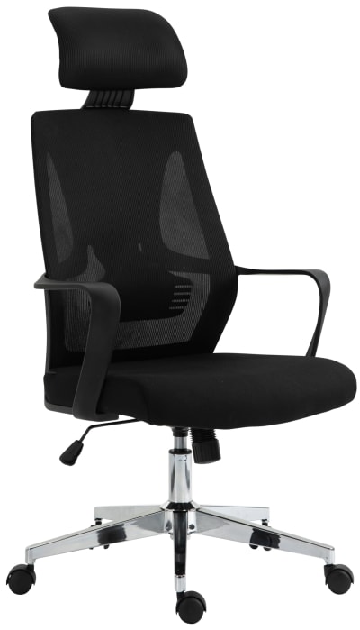 Chaise bureau ergonomique support lombaire nuque stoff noir