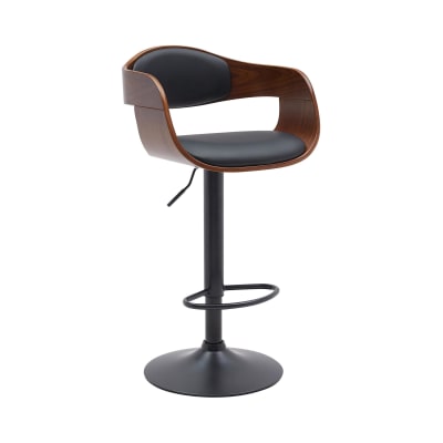 Tabouret de bar ajustable pivotant pvc et synthetique Noyer / Noir