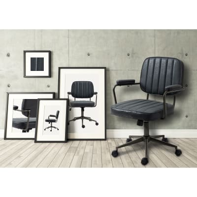 Chaise de bureau pivotant en pvc und synthetik noir antique