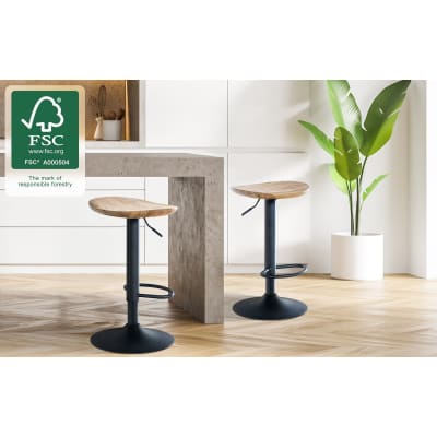 Tabouret de bar industriel réglable en holz nature