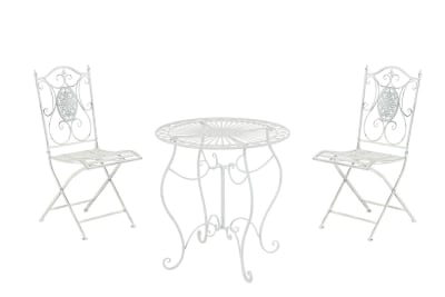 Ensemble table et chaises de jardin en métal Blanc antique