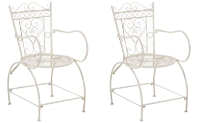 Lot de 2 chaises de jardin en métal Crème antique