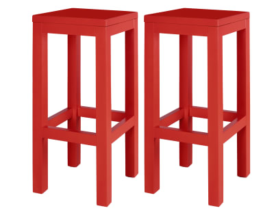 Set 2 Tabourets laqués en pin 65cm rouge flamme