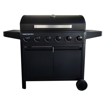 Barbecue au gaz 6 brûleurs en acier noir