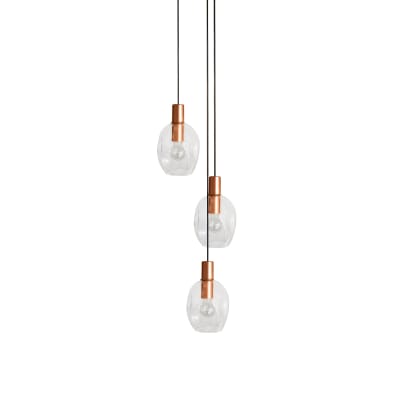 Lustre métal cuivre abatjour  verre transparent