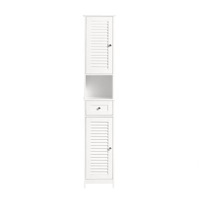 Meuble colonne 2 portes effet bois blanc