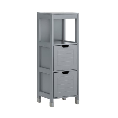 Meuble demi-colonne effet bois gris