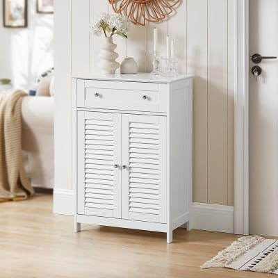Meuble bas 1 tiroir 2 portes effet bois blanc