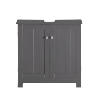 Meuble sous vasque effet bois gris