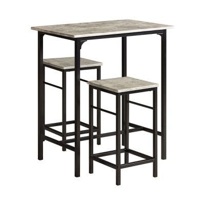 Set de 1 table et 2 tabourets effet bois et métal noir