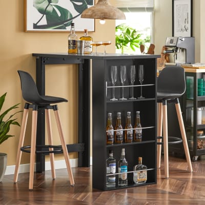 Table haute de bar effet bois noir