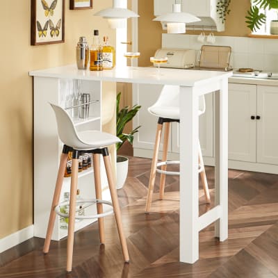 Table haute de bar effet bois blanc