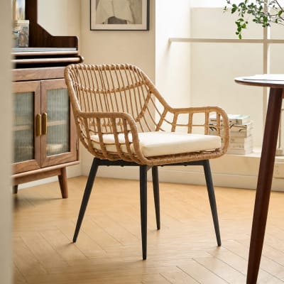 Lot de 2 chaises de salle à manger en rotin