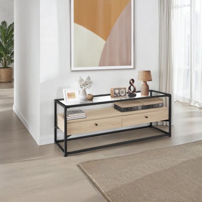 Buffet bas style industriel en bois et acier bois clair