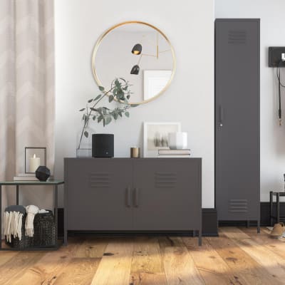 Armoire avec 1 porte en métal gris graphite