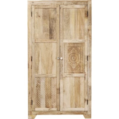 Armoire 2 portes en manguier massif sculpté