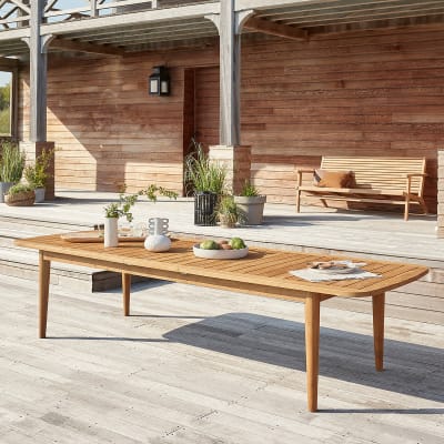Table de jardin en teck recyclé massif extensible 10/12 pers.