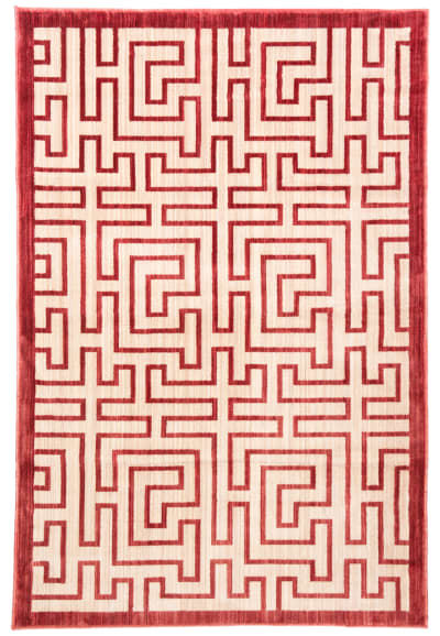 Tapis contemporain en polyester jaune/rouge, 122 x 183 cm