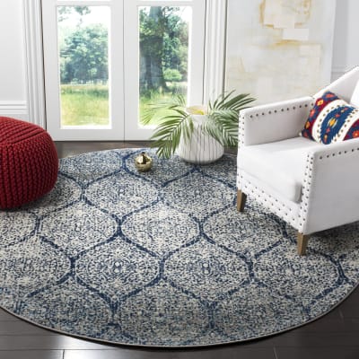 Tapis chic moderne en polypropylène bleu/argent, 201 cm