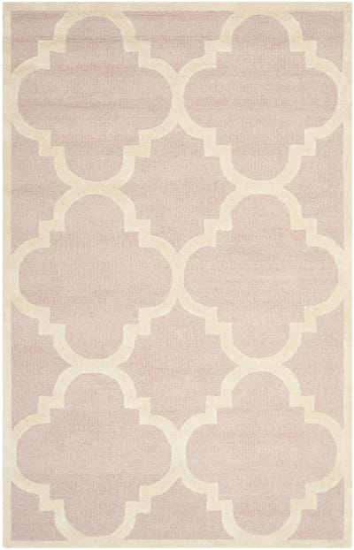 Tapis moderne en laine rose/blanc, 61 x 91 cm