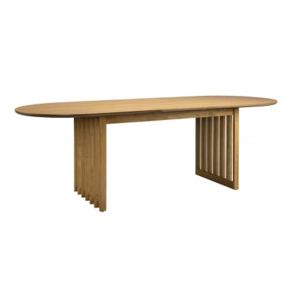 Table de repas extensible ovale en bois de chêne clair