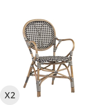 Set de 2 fauteuils en rotin bicolore