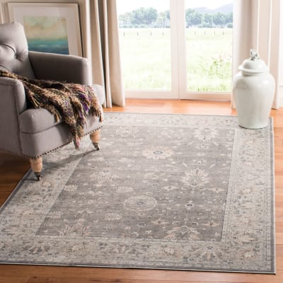 Tapis traditionnel en viscose gris/beige, 122 x 183 cm