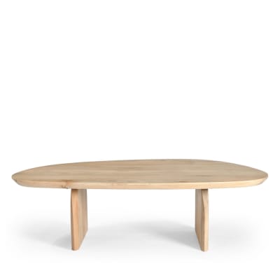 Table basse organique en bois massif de manguier - bois clair