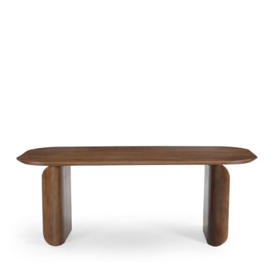 Table à manger 8 personnes en bois massif - bois foncé