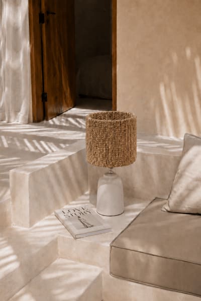 Lampe de table herbe de mer marron 30x30x30cm