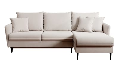 Canapé d'angle convertible 3 places en velours beige