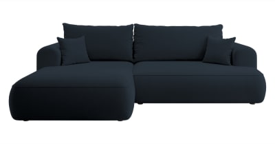 Canapé d'angle convertible 3 places en velours bleu marine