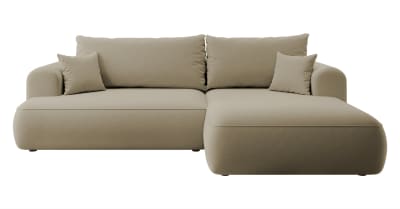 Canapé d'angle convertible 3 places en velours beige